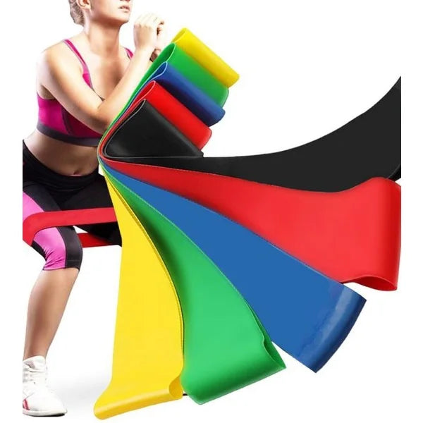 5 Faixas Elásticas de Resistência para Yoga, Pilates e Kit de Ginástica