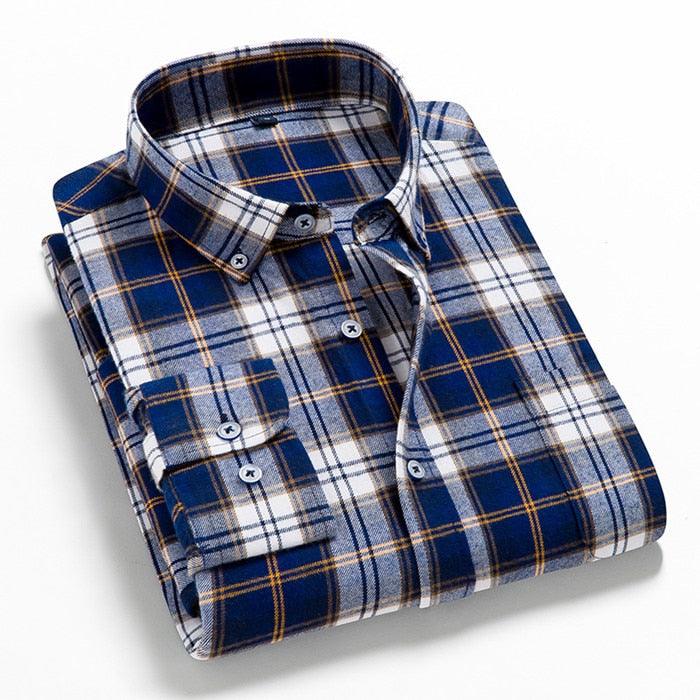 Nova Camisa Xadrez Masculina: Conforto em Algodão de Alta Qualidade - Loja Universo 4V