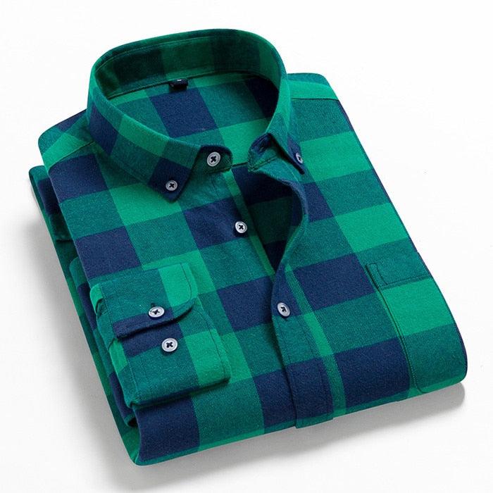 Nova Camisa Xadrez Masculina: Conforto em Algodão de Alta Qualidade - Loja Universo 4V