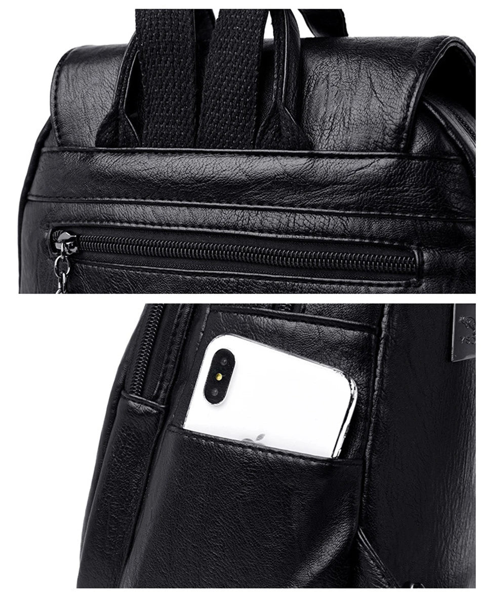 Mochila Feminina de Couro Macio - Estilo Vintage e Versatilidade para Viagens e Rotina