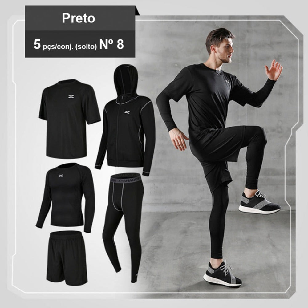 2024 Sports Suit Men's Running Sets Breathable Jogging Basketball Underwear Tights Sportswear Yoga Gym Fitness Tracksuit Clothes - Loja Universo 4V