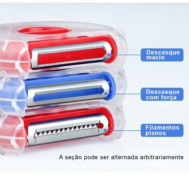 Descascador Multifuncional Três em Um: Rale e Descasque com Facilidade - Loja Universo 4V