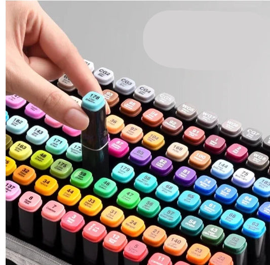 Kit Caneta Marcador C/60 Cores Ponta Dupla