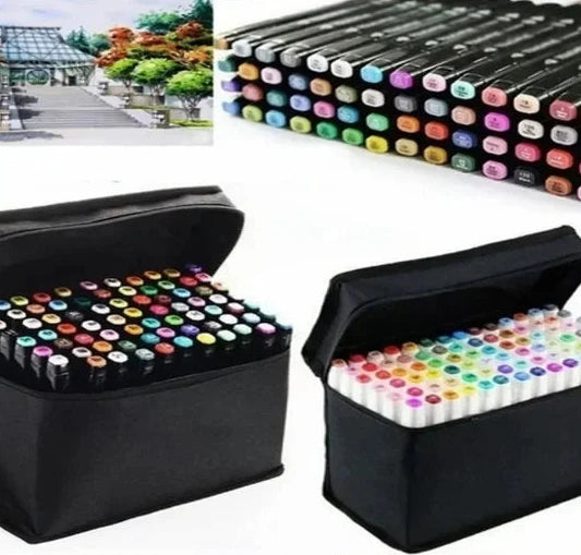 Kit Caneta Marcador C/60 Cores Ponta Dupla