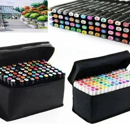 Kit Caneta Marcador C/60 Cores Ponta Dupla