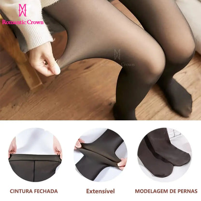 Meia-Calça Feminina Térmica Translúcida Plus Size