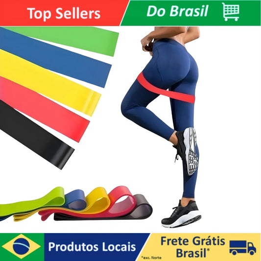 5 Faixas Elásticas de Resistência para Yoga, Pilates e Kit de Ginástica