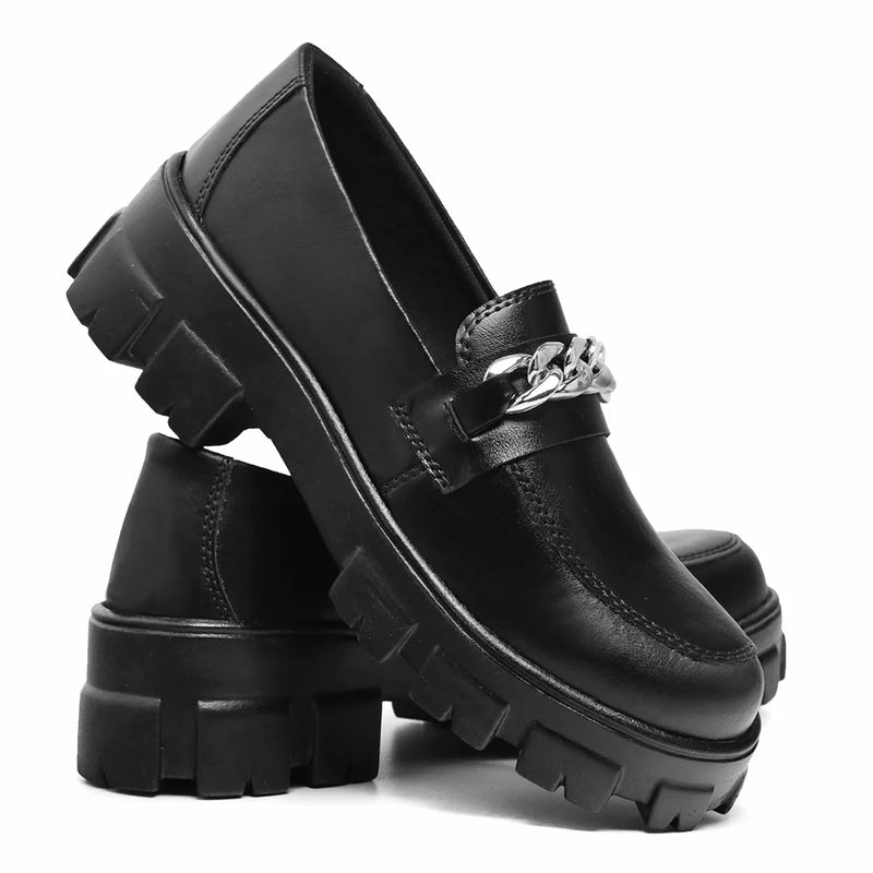 Mocassim Feminino Casual com Corrente