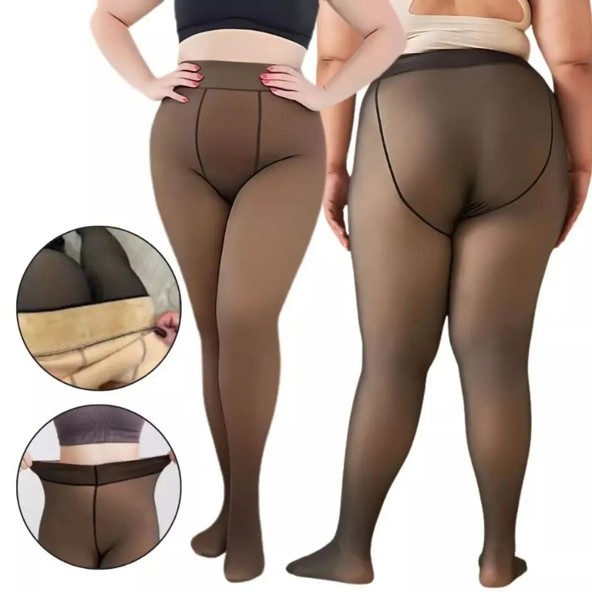 Meia-Calça Feminina Térmica Translúcida Plus Size