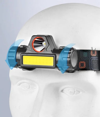 Lanterna de Cabeça LED de Alta Potência COB para Caminhada, Pesca e Ciclismo