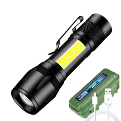 Mini Lanterna Tática LED Recarregável com Clipe