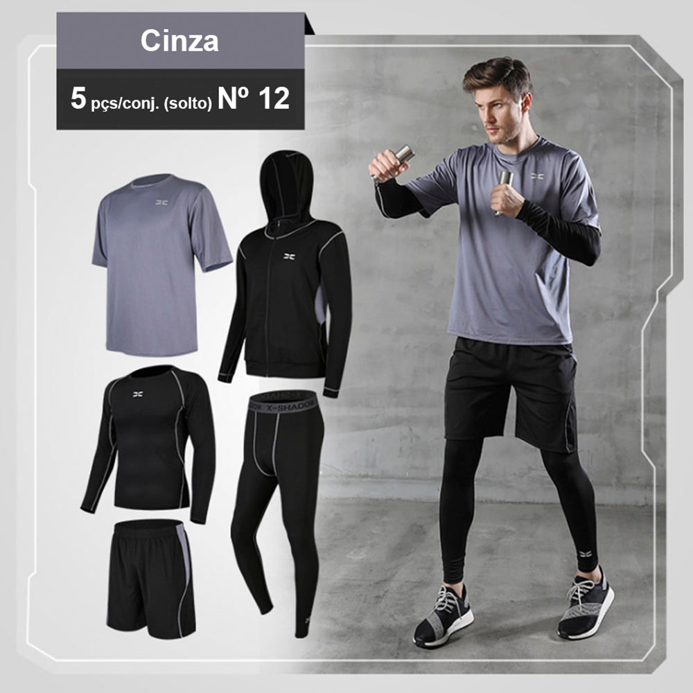 2024 Sports Suit Men's Running Sets Breathable Jogging Basketball Underwear Tights Sportswear Yoga Gym Fitness Tracksuit Clothes - Loja Universo 4V