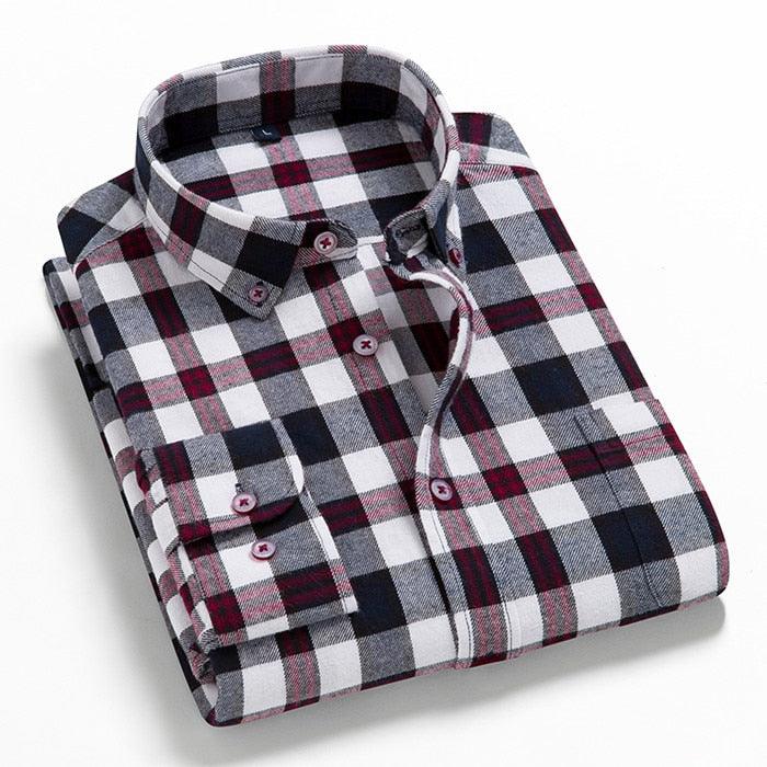 Nova Camisa Xadrez Masculina: Conforto em Algodão de Alta Qualidade - Loja Universo 4V