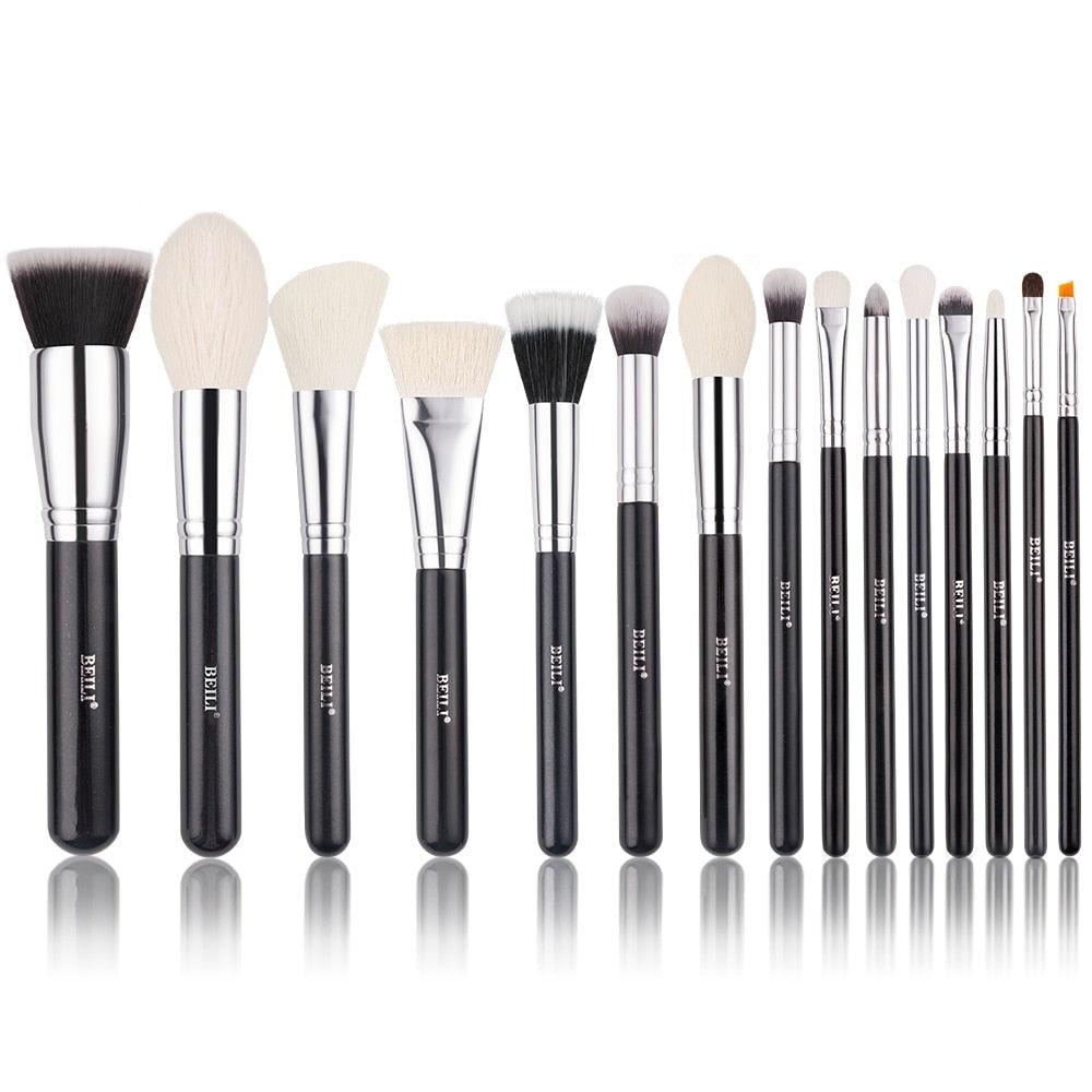 Conjunto de Pincéis de Maquiagem BEILI Preto: Profissionalismo com Cerdas Naturais de Cabra - Loja Universo 4V