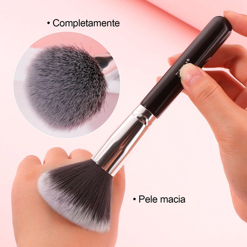 Conjunto de Pincéis de Maquiagem BEILI Preto: Profissionalismo com Cerdas Naturais de Cabra