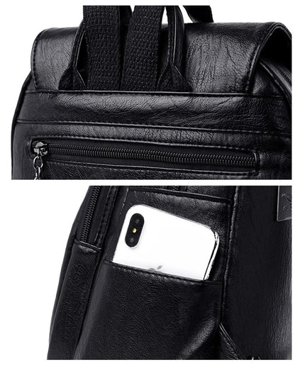 Mochila Feminina de Couro Macio - Estilo Vintage e Versatilidade para Viagens e Rotina