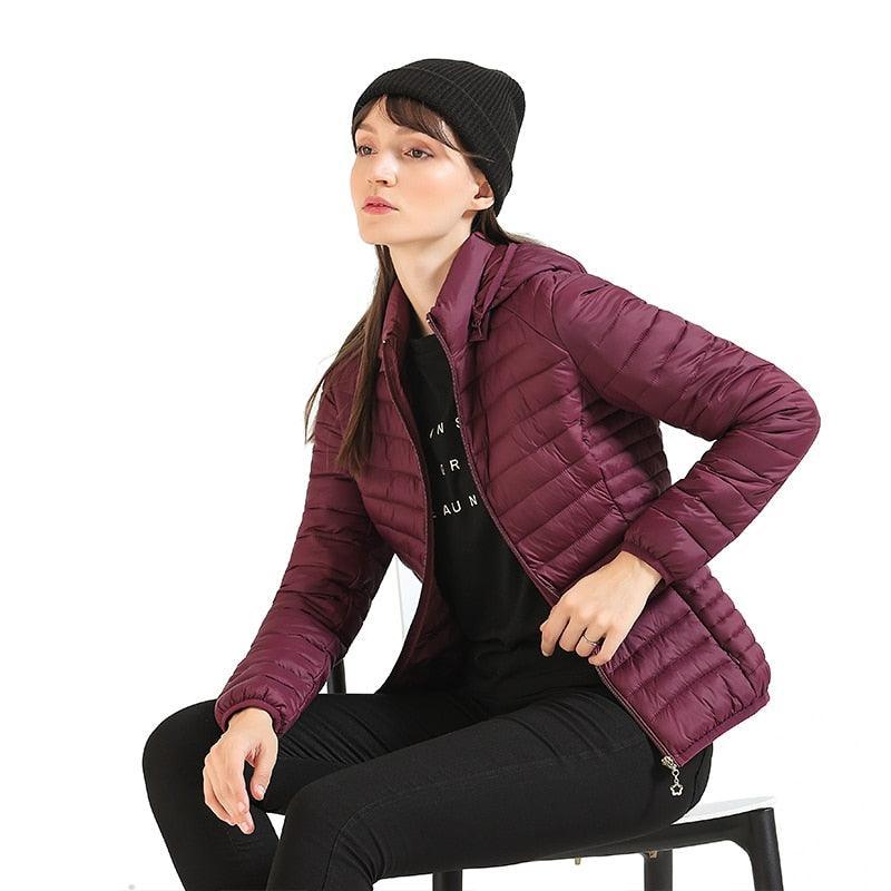 Jaqueta Puffer com Capuz para Mulheres: Conforto e Estilo em um Casaco Acolchoado - Loja Universo 4V