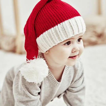 Gorro de Natal de Malha com Pompom: Fofo e Macio para Adultos e Crianças - Loja Universo 4V