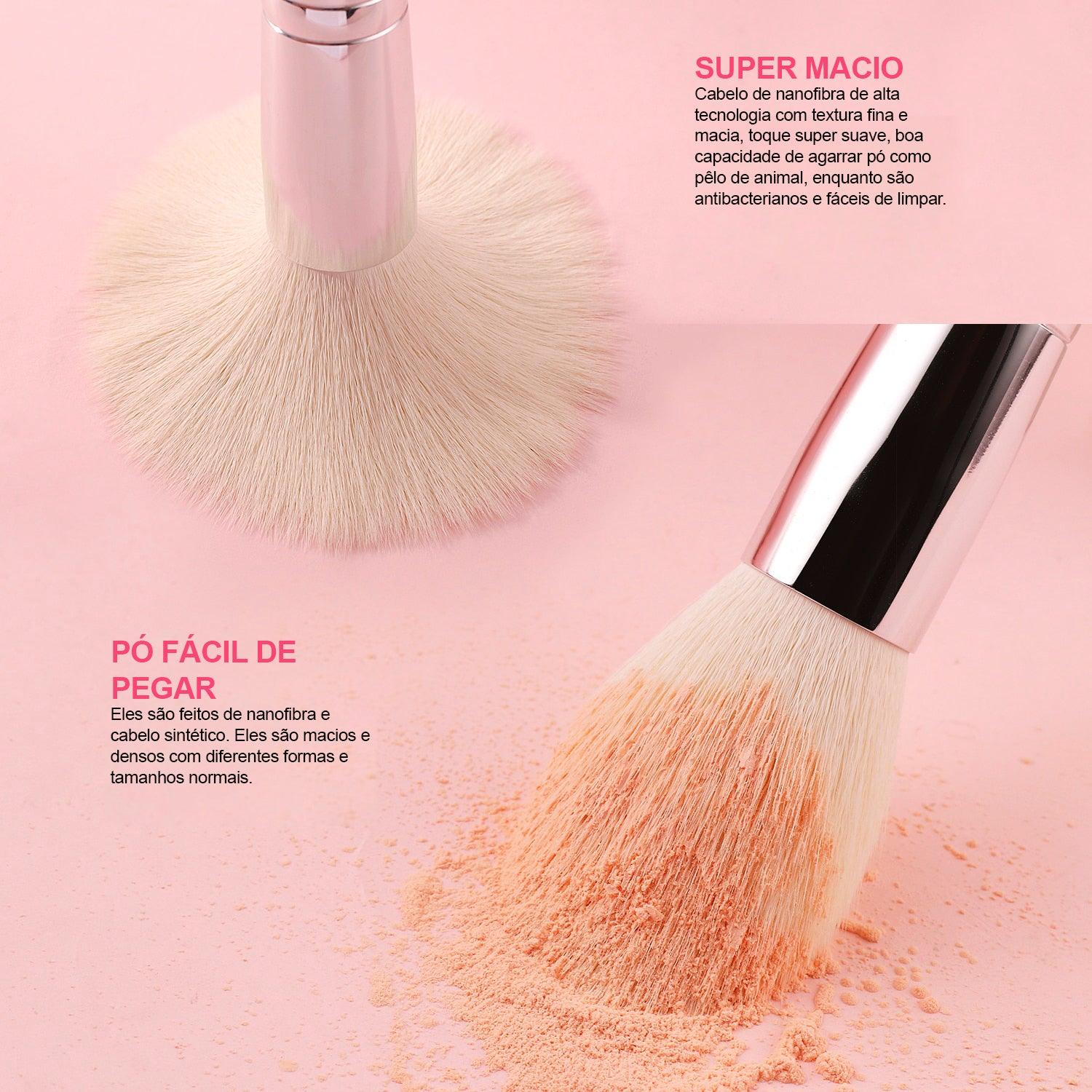 Conjunto de Pincéis de Maquiagem BEILI Preto: Profissionalismo com Cerdas Naturais de Cabra - Loja Universo 4V