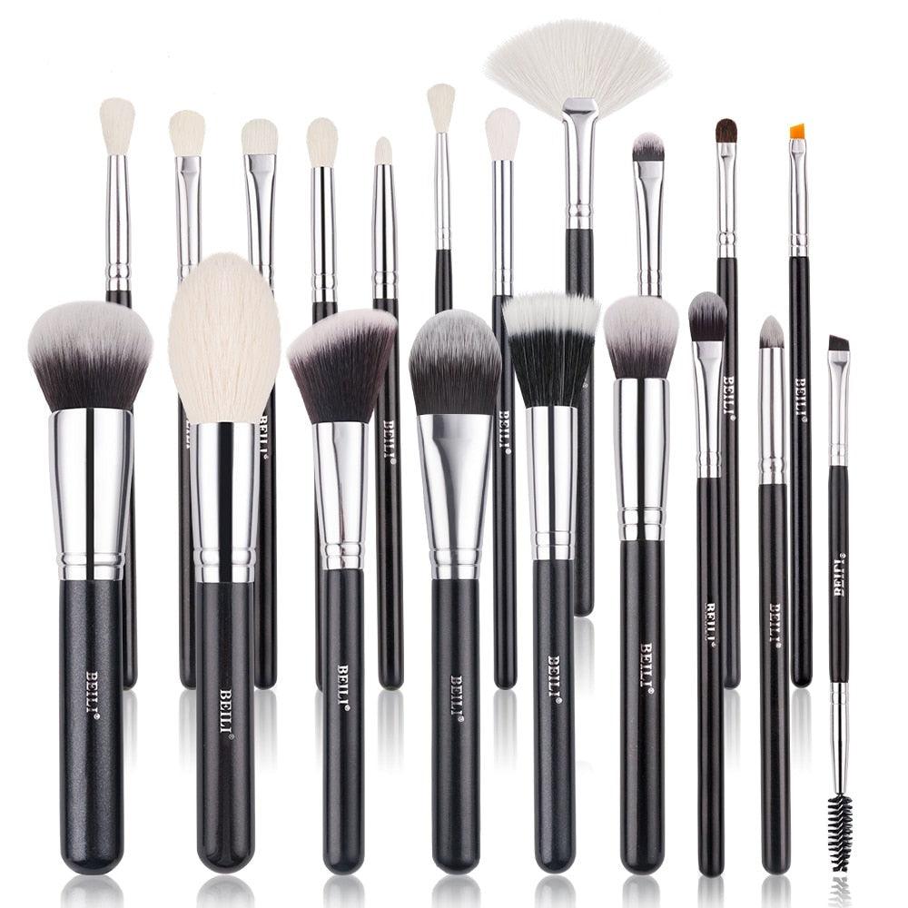 Conjunto de Pincéis de Maquiagem BEILI Preto: Profissionalismo com Cerdas Naturais de Cabra - Loja Universo 4V