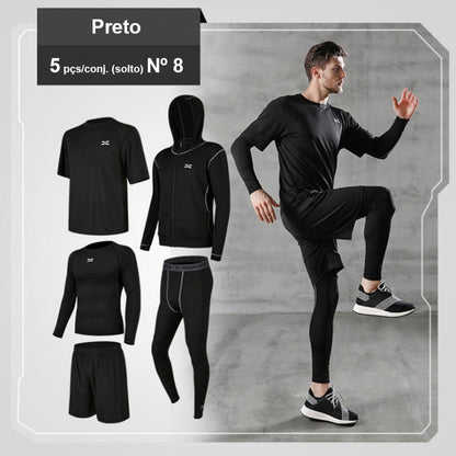 2024 Sports Suit Men's Running Sets Breathable Jogging Basketball Underwear Tights Sportswear Yoga Gym Fitness Tracksuit Clothes - Loja Universo 4V