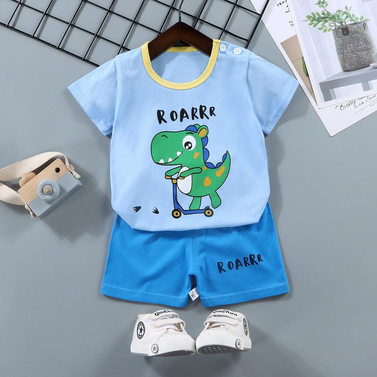Novo Conjunto de Roupas Infantis Desenho Animado: T-shirt e Calças para Meninos e Meninas - Conforto e Estilo para os Bebês - Loja Universo 4V