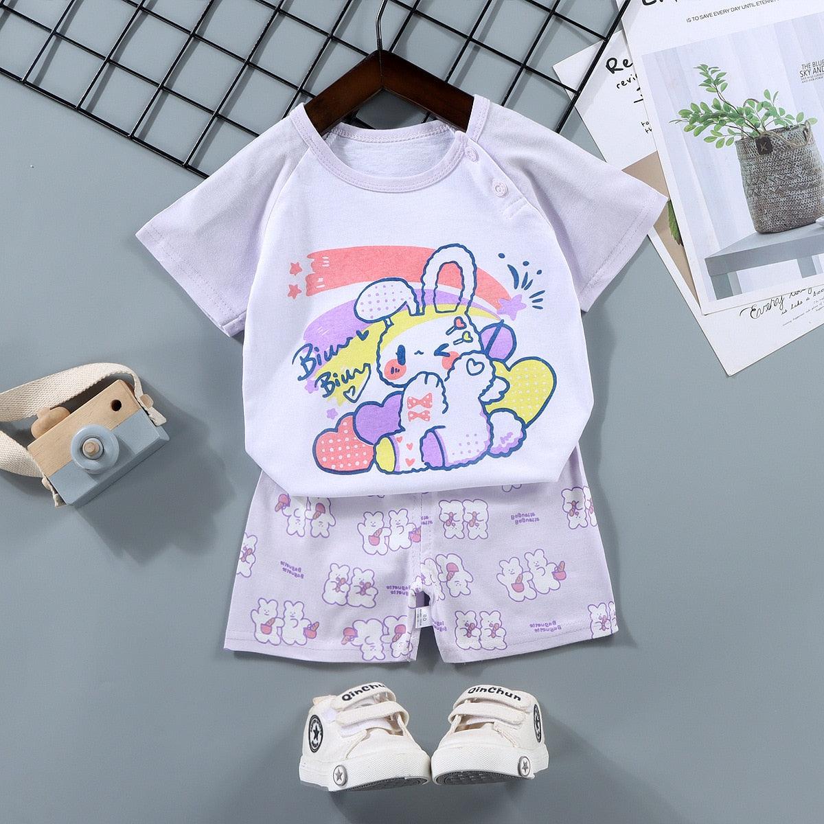 Novo Conjunto de Roupas Infantis Desenho Animado: T-shirt e Calças para Meninos e Meninas - Conforto e Estilo para os Bebês - Loja Universo 4V