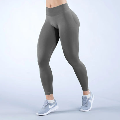 Calça Legging Feminina Seamless para Yoga – Cintura Alta em Três Seções, Modeladora e Levanta Bumbum