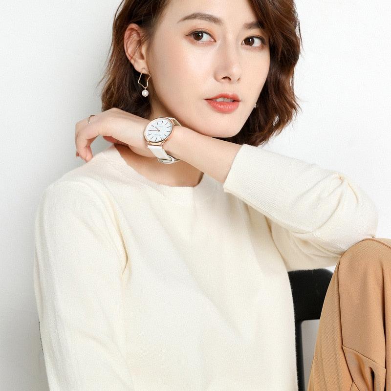 Camisola Feminina de Inverno com Decote em O: Pulôver Quente e Casual - Loja Universo 4V