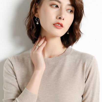 Camisola Feminina de Inverno com Decote em O: Pulôver Quente e Casual - Loja Universo 4V