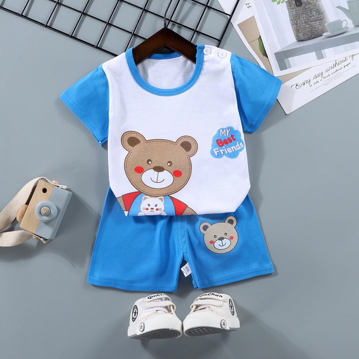 Novo Conjunto de Roupas Infantis Desenho Animado: T-shirt e Calças para Meninos e Meninas - Conforto e Estilo para os Bebês - Loja Universo 4V