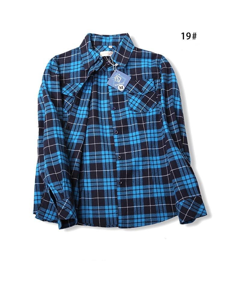 Camisas Femininas Xadrez de Mangas Compridas: Estilo Casual em Alta - Loja Universo 4V