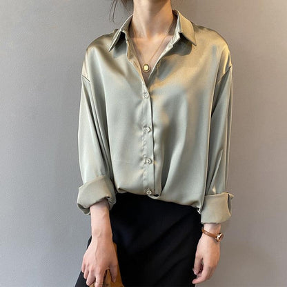 Blusa De Seda Coreana Para Escritório 