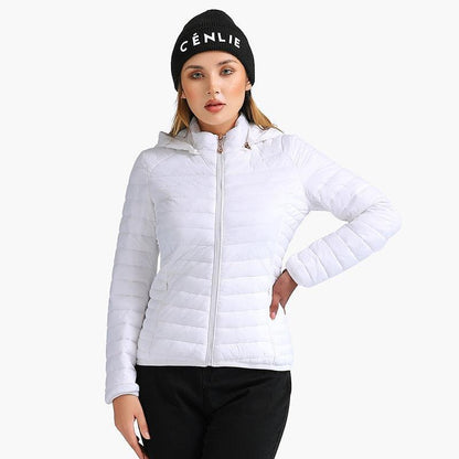 Jaqueta Puffer com Capuz para Mulheres: Conforto e Estilo em um Casaco Acolchoado - Loja Universo 4V