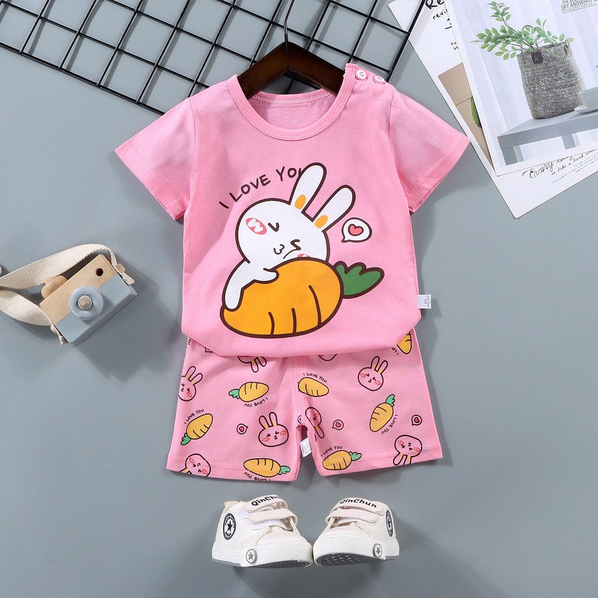 Novo Conjunto de Roupas Infantis Desenho Animado: T-shirt e Calças para Meninos e Meninas - Conforto e Estilo para os Bebês - Loja Universo 4V