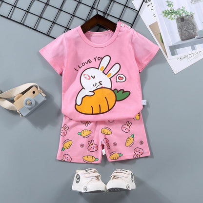 Novo Conjunto de Roupas Infantis Desenho Animado: T-shirt e Calças para Meninos e Meninas - Conforto e Estilo para os Bebês - Loja Universo 4V