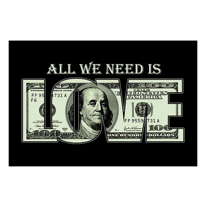 Tudo o que precisamos é dinheiro (LOVE), pôsteres de texto de amor, dólar, pintura em tela.