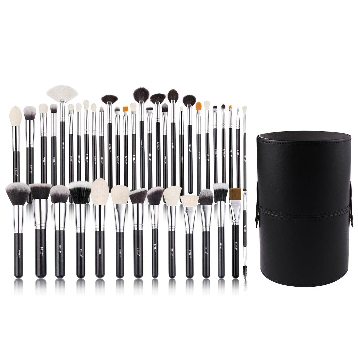 Conjunto de Pincéis de Maquiagem BEILI Preto: Profissionalismo com Cerdas Naturais de Cabra - Loja Universo 4V