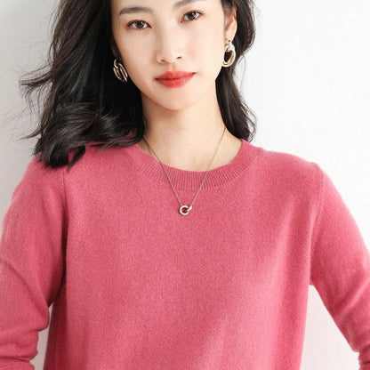 Camisola Feminina de Inverno com Decote em O: Pulôver Quente e Casual - Loja Universo 4V