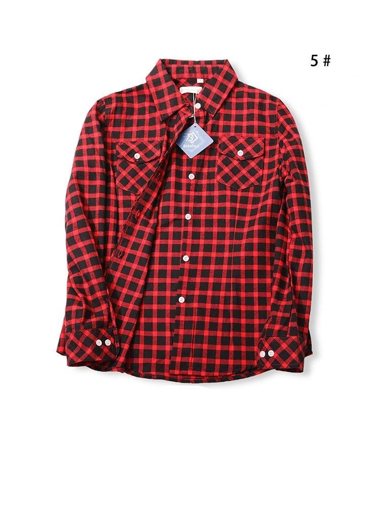 Camisas Femininas Xadrez de Mangas Compridas: Estilo Casual em Alta - Loja Universo 4V