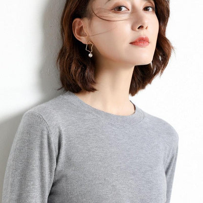 Camisola Feminina de Inverno com Decote em O: Pulôver Quente e Casual - Loja Universo 4V