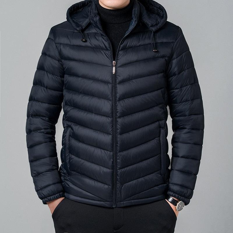 Jaqueta de Inverno Masculina Parka Acolchoada com Capuz e Zíper: Estilo e Conforto para Dias Gelados - Loja Universo 4V