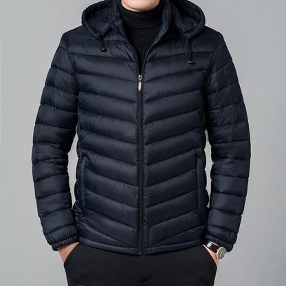 Jaqueta de Inverno Masculina Parka Acolchoada com Capuz e Zíper: Estilo e Conforto para Dias Gelados - Loja Universo 4V