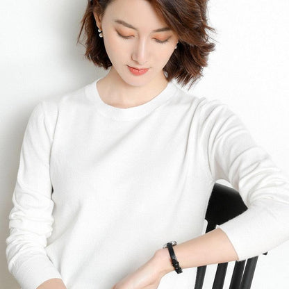 Camisola Feminina de Inverno com Decote em O: Pulôver Quente e Casual - Loja Universo 4V