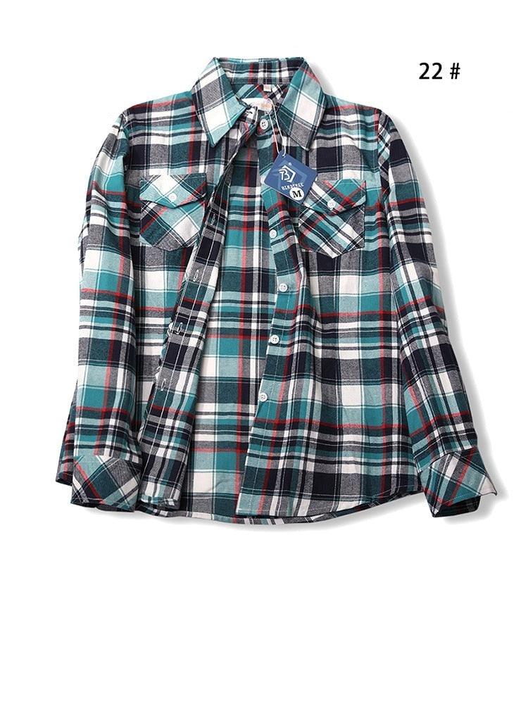 Camisas Femininas Xadrez de Mangas Compridas: Estilo Casual em Alta - Loja Universo 4V