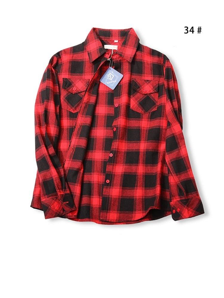 Camisas Femininas Xadrez de Mangas Compridas: Estilo Casual em Alta - Loja Universo 4V