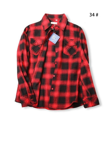 Camisas Femininas Xadrez de Mangas Compridas: Estilo Casual em Alta - Loja Universo 4V