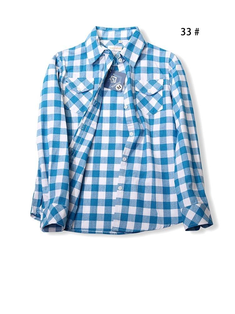 Camisas Femininas Xadrez de Mangas Compridas: Estilo Casual em Alta - Loja Universo 4V