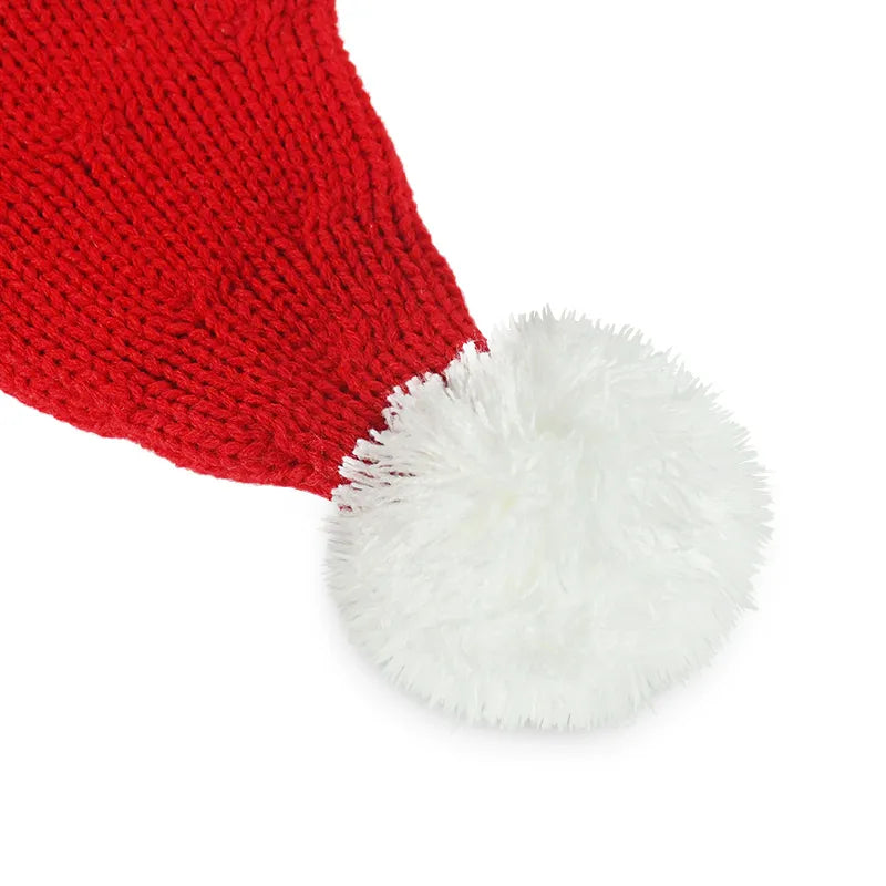 Gorro de Natal de Malha com Pompom: Fofo e Macio para Adultos e Crianças