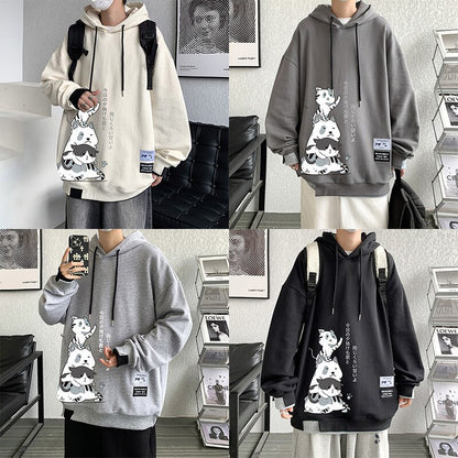 Novo Moletom Masculino Cartoon Anime: Gato com Capuz - Estilo e Conforto em uma Peça Divertida - Loja Universo 4V